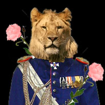 Le Lion Bleuflorophage en costume militaire drönésien